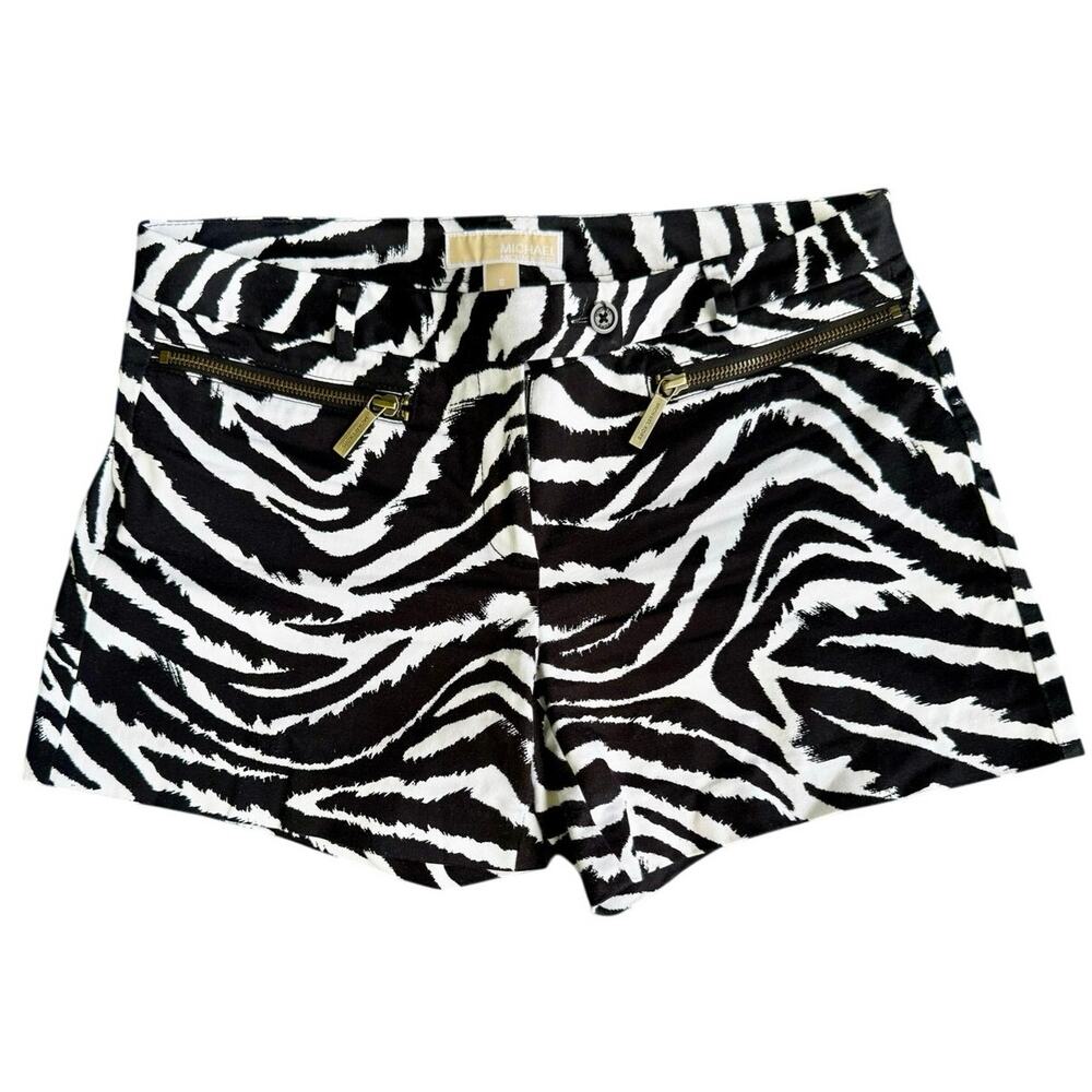 Michael Kors Zebra Print Zipper Pocket Low Rise Chino Shorts Size 4